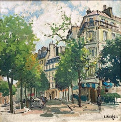 "Parisian Street Scene" French Post-Impressionist Plein Air Painting on Canvas