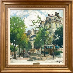 "Parisian Street Scene" French Post-Impressionist Plein Air Painting on Canvas
