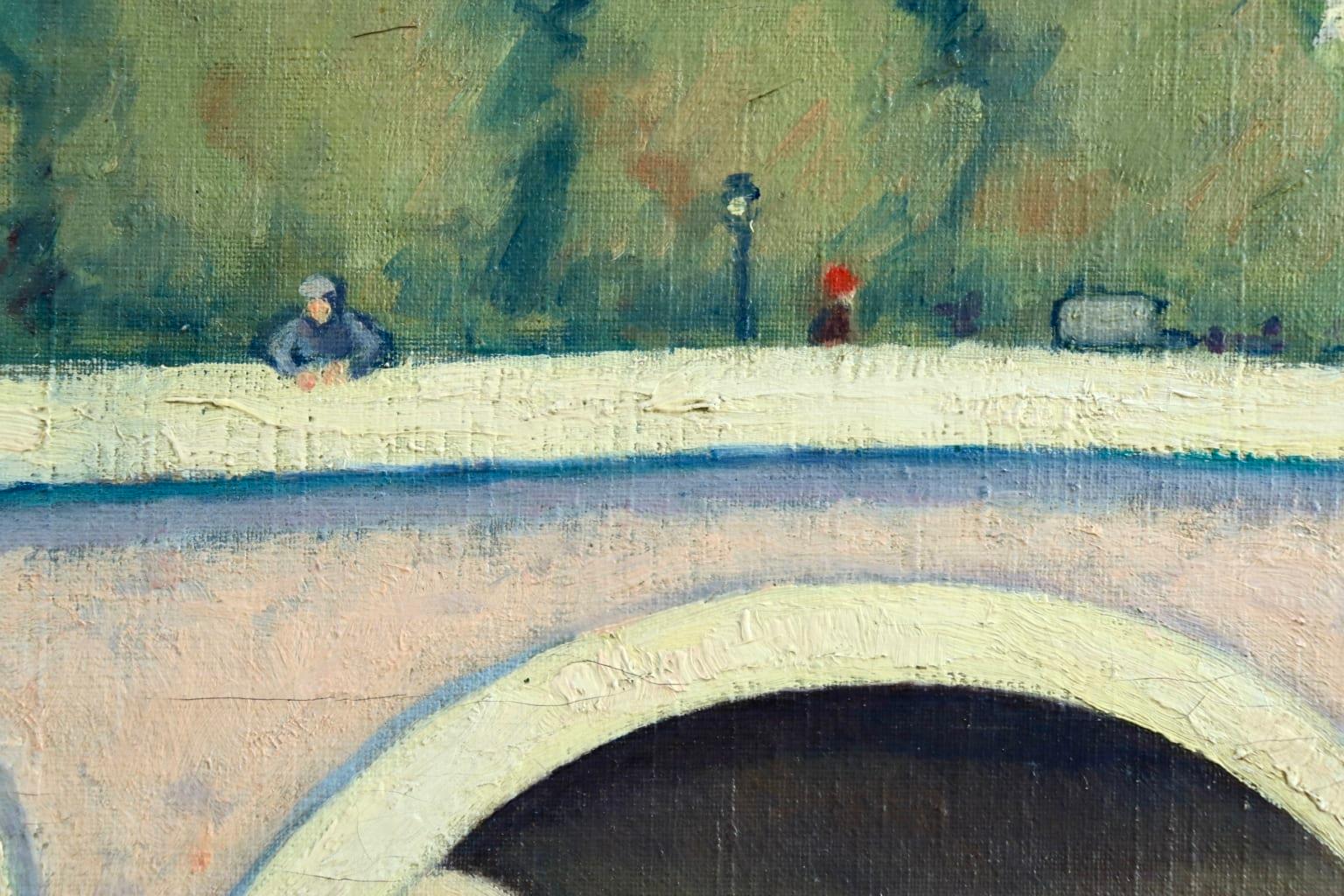 Pont Louis Philippe - Paris - Post Impressionist Oil, River Cityscape by C Kluge 3