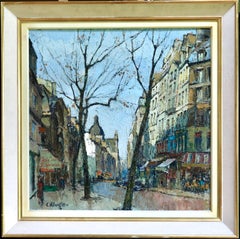Rue Saint-Antoine - Post Impressionist Oil, Paris Cityscape by Constantin Kluge