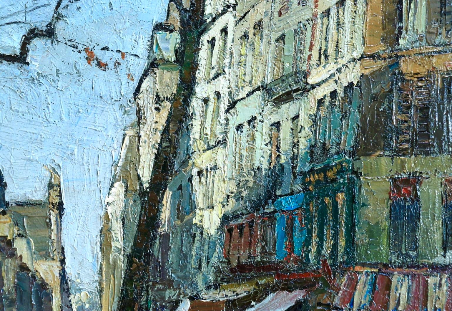 Rue Saint-Antoine - Post Impressionist Oil, Paris Cityscape by Constantin Kluge 2