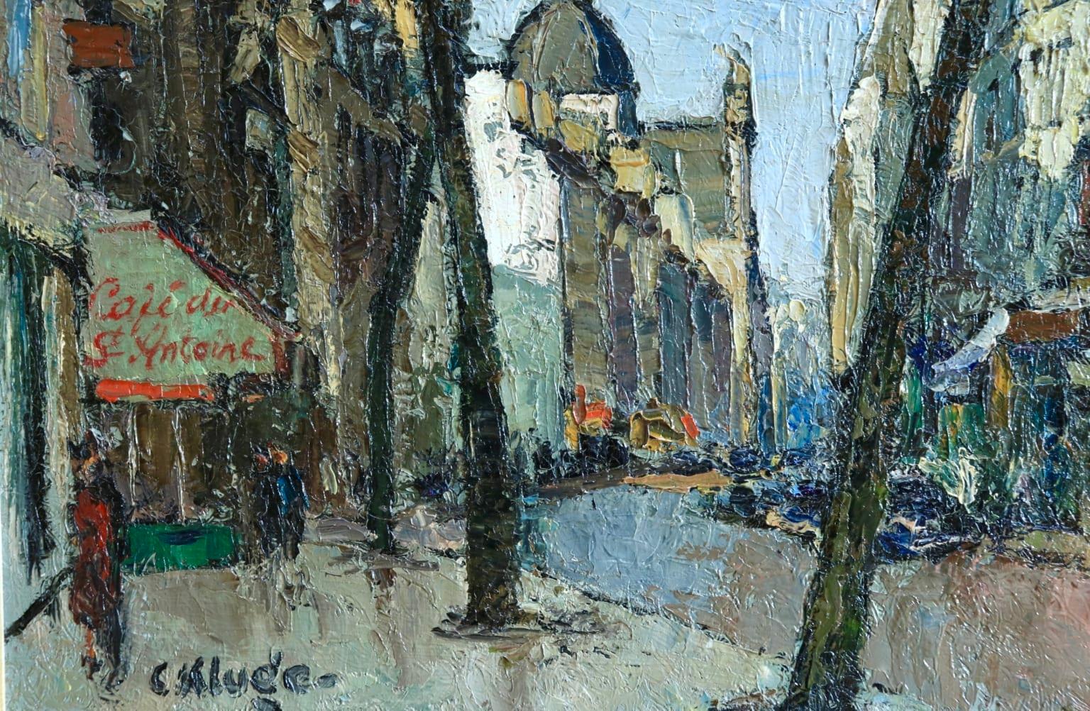 Rue Saint-Antoine - Post Impressionist Oil, Paris Cityscape by Constantin Kluge 4