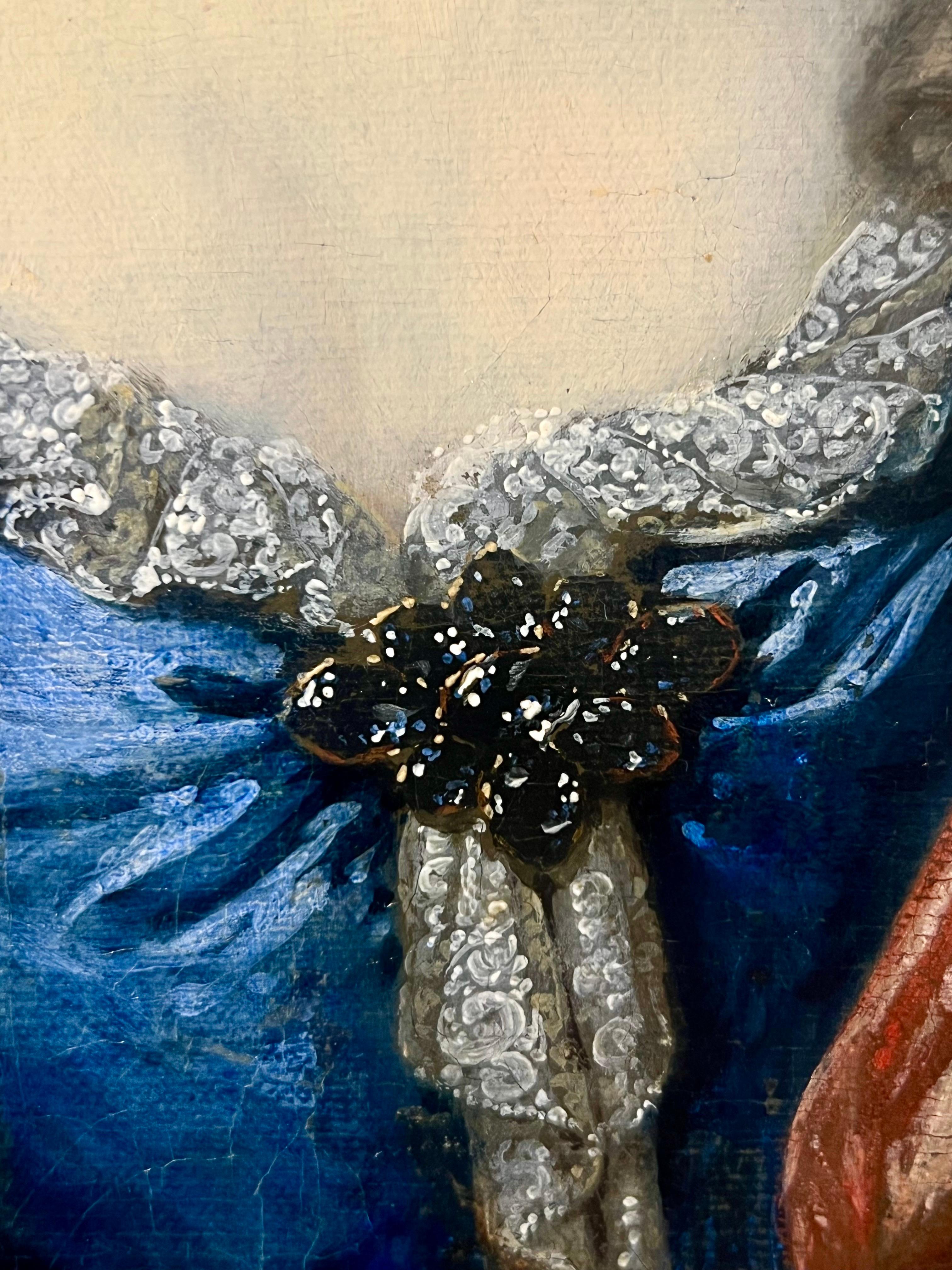 Portrait de maître ancien hollandais du 17e siècle représentant une dame noble avec un perroquet  1697 2