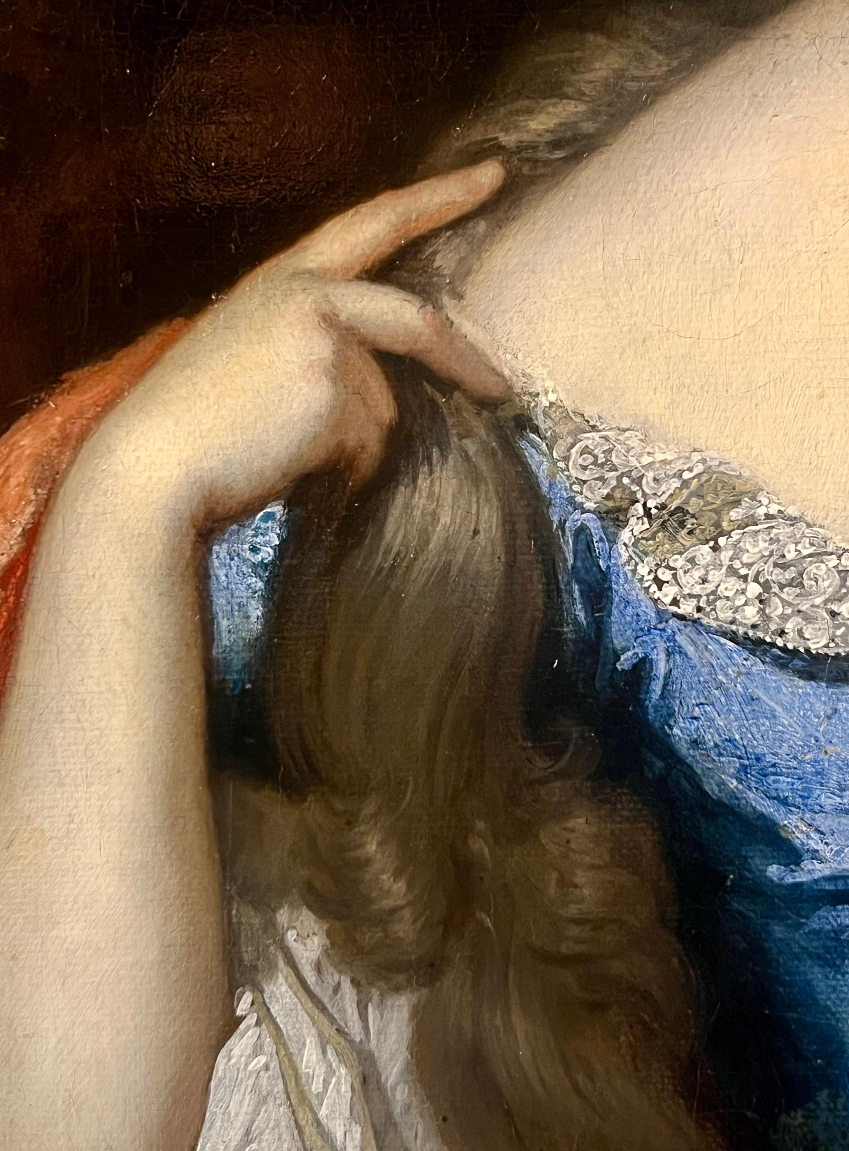 Portrait de maître ancien hollandais du 17e siècle représentant une dame noble avec un perroquet  1697 6