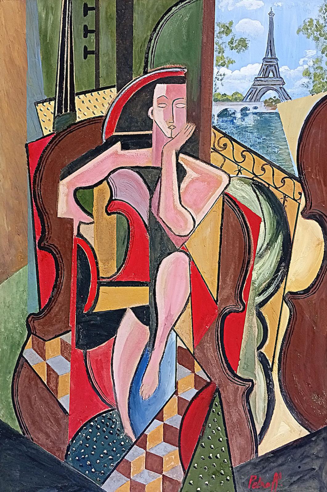 Constantin PETROFF Abstract Painting - Composition à la Tour Eiffel