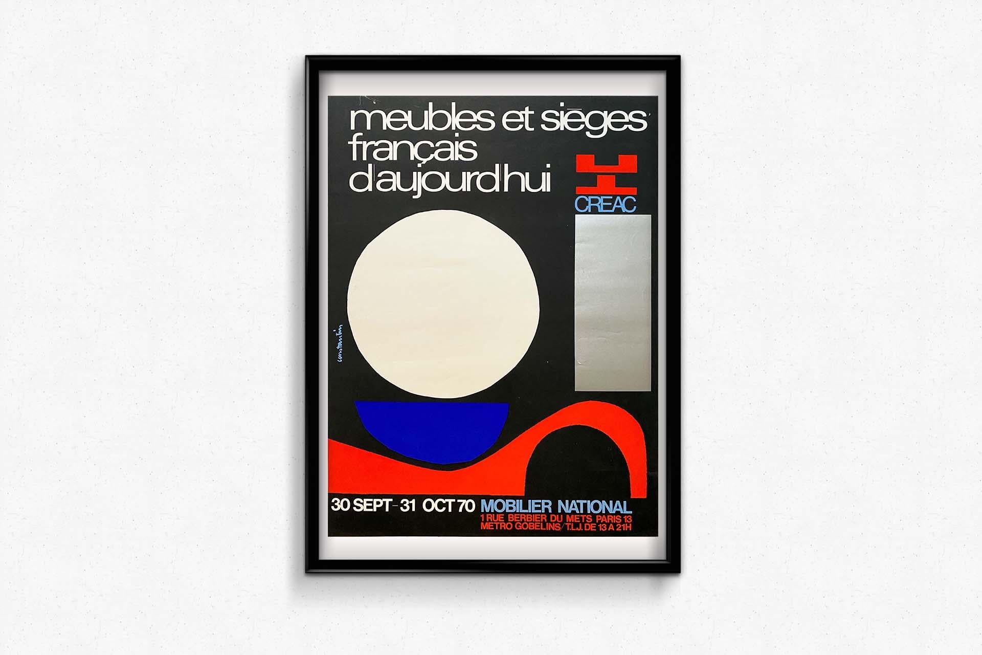 1970 original poster by Constantin for the CREAC Meubles et Sièges Français For Sale 3