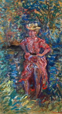 La Baigneuse - Impressionist Portrait Oil Painting by Constantin Terechkovitch
