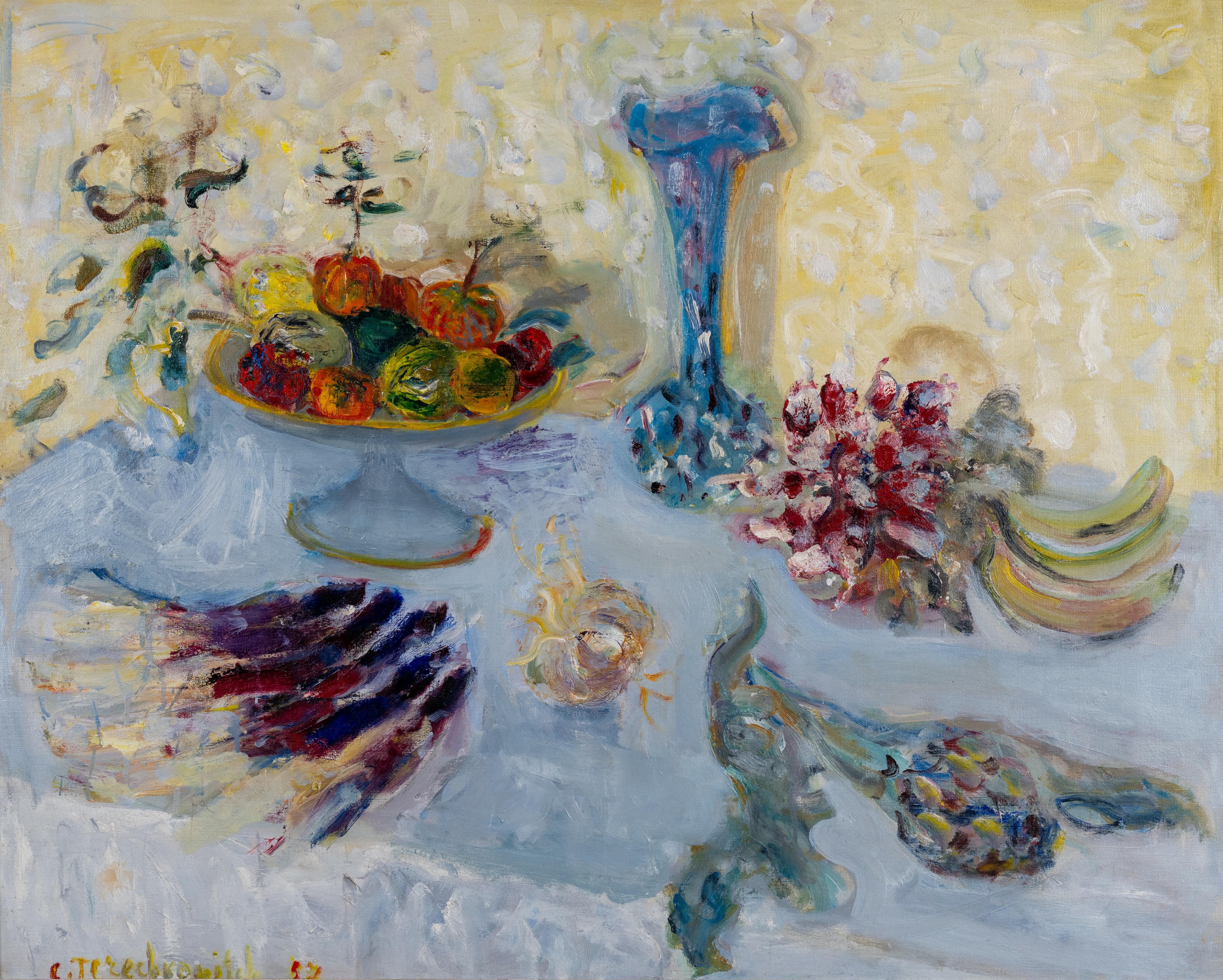 Natura morta con frutta e verdura - Painting di Constantin Terechkovitch
