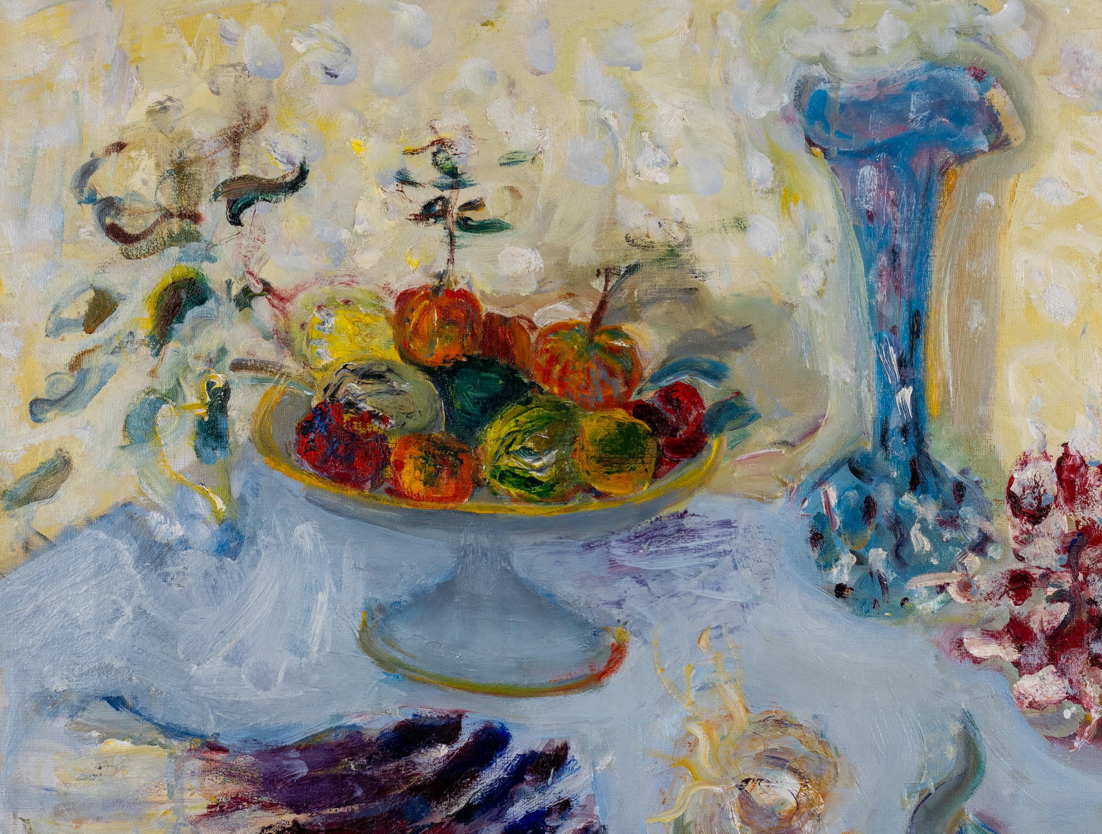 Natura morta con frutta e verdura - Painting Espressionista di Constantin Terechkovitch