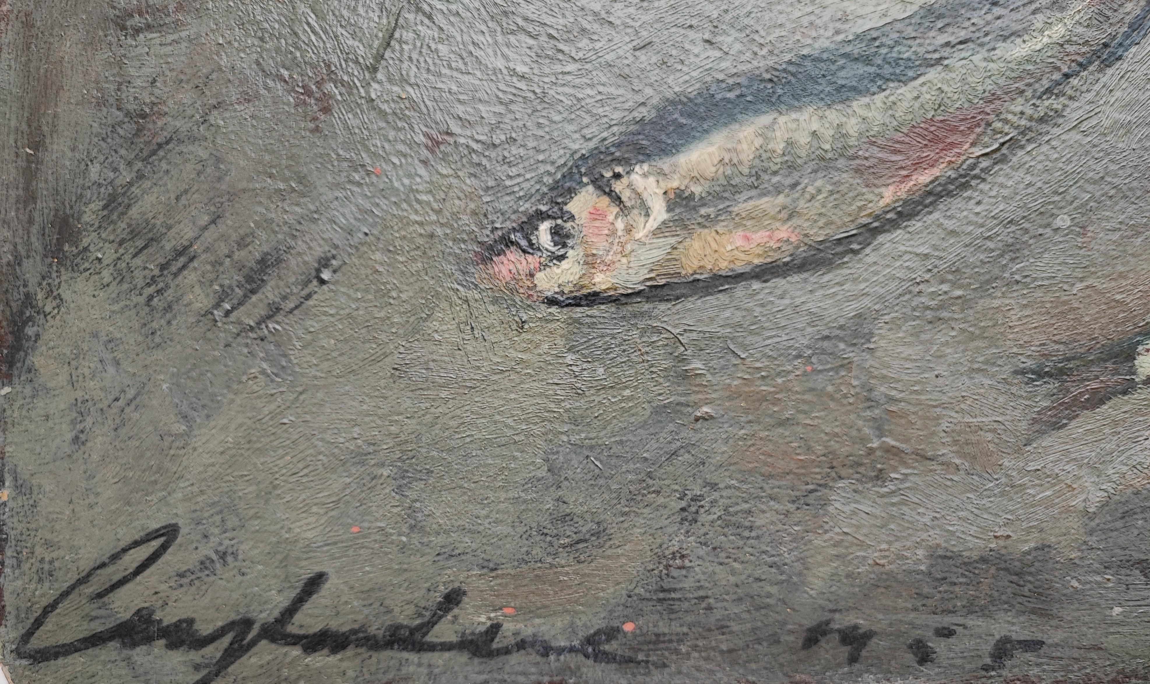 Still Life with Sardines - Modern Painting by Constantin Terechkovitch