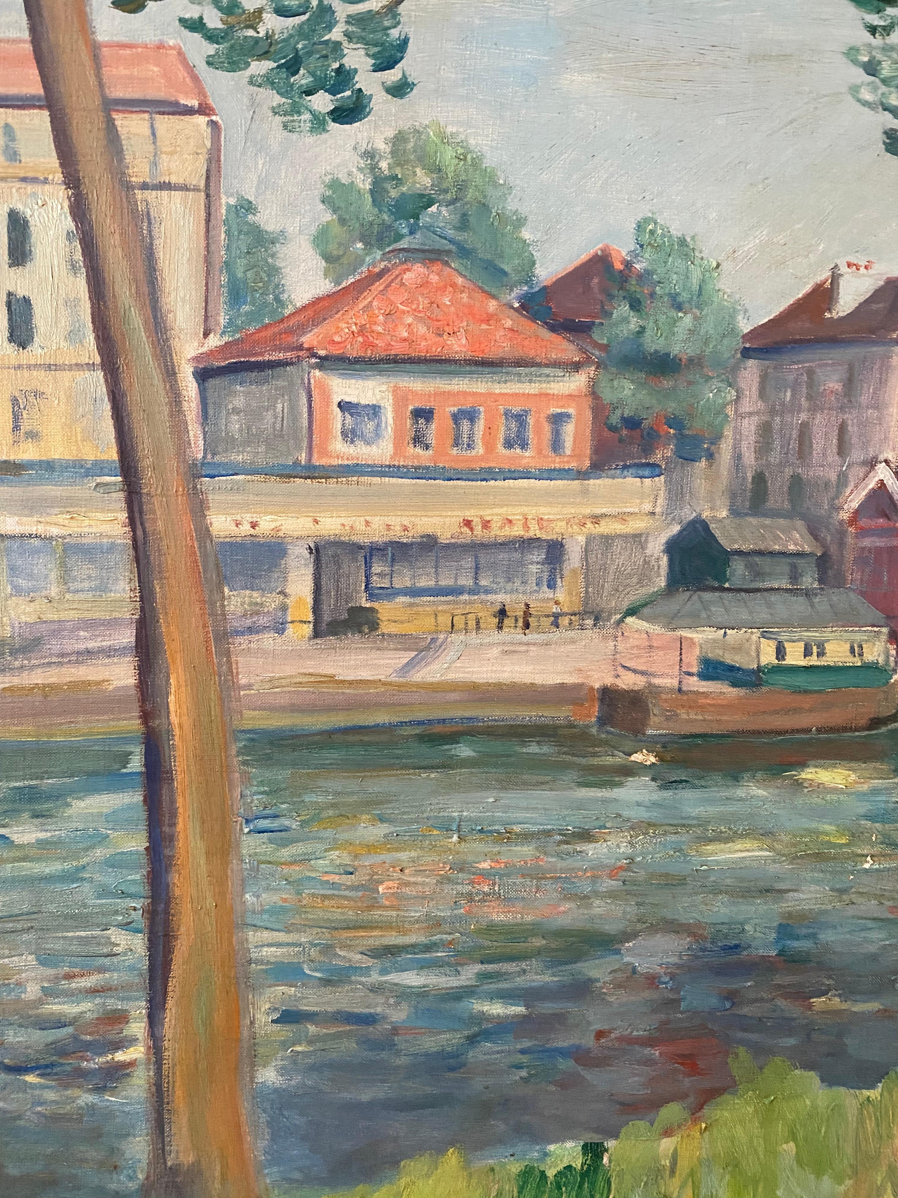The Seine at Saint-Cloud - Painting by Constantin Terechkovitch