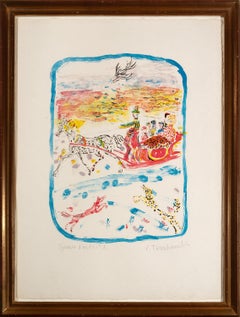 Vintage "Circus, " Color Lithograph on Paper signed by Constantin Terechkovitch