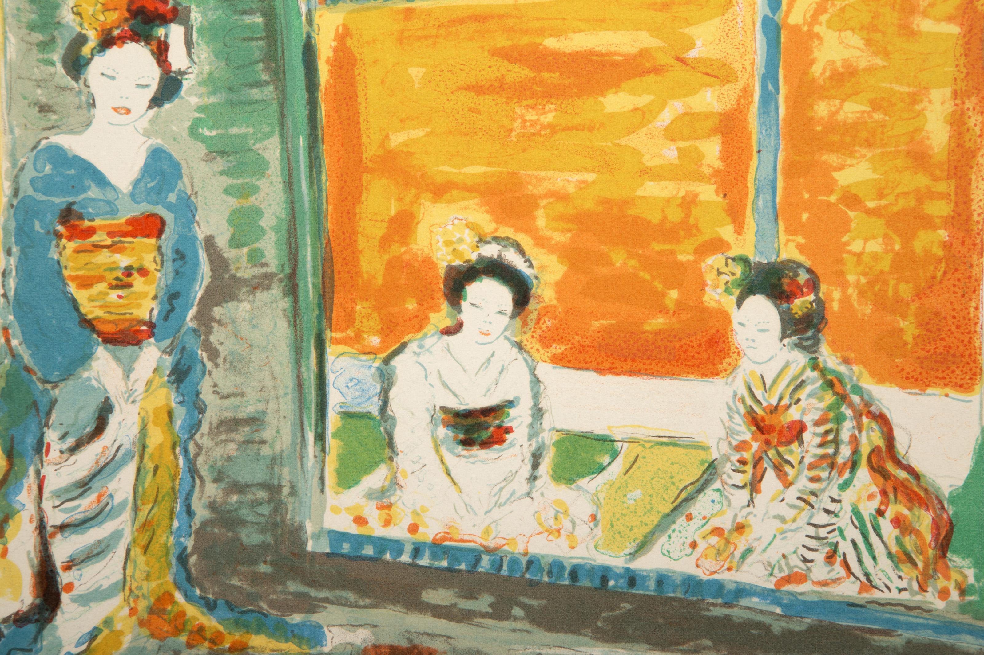 Interior japonés, litografía impresionista de Constantin Terechkovitch en venta 1