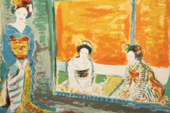 Interior japonés, litografía impresionista de Constantin Terechkovitch