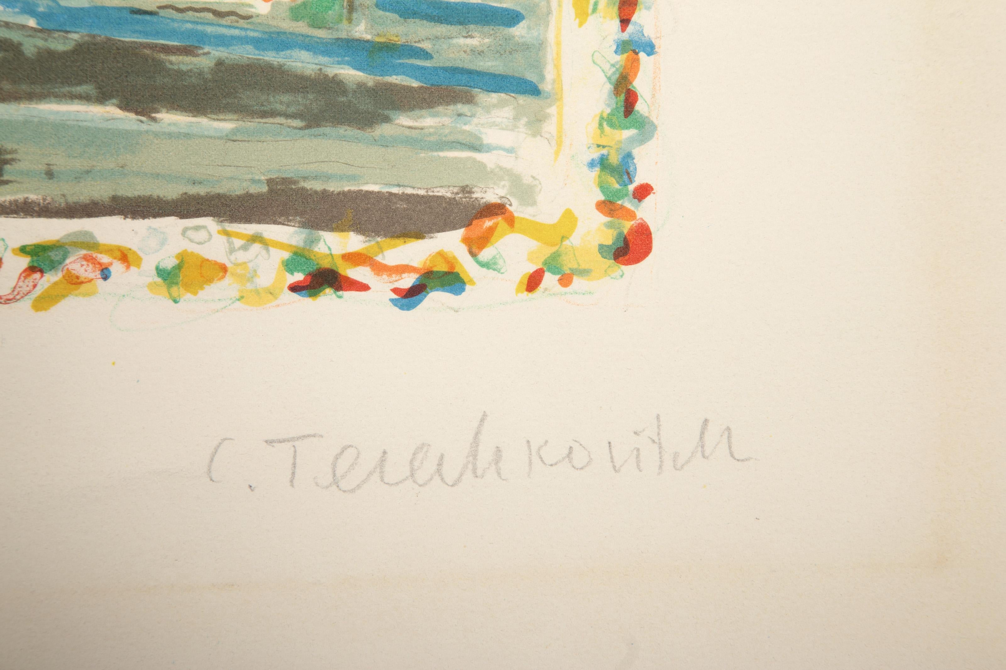 Interior japonés, litografía impresionista de Constantin Terechkovitch en venta 3