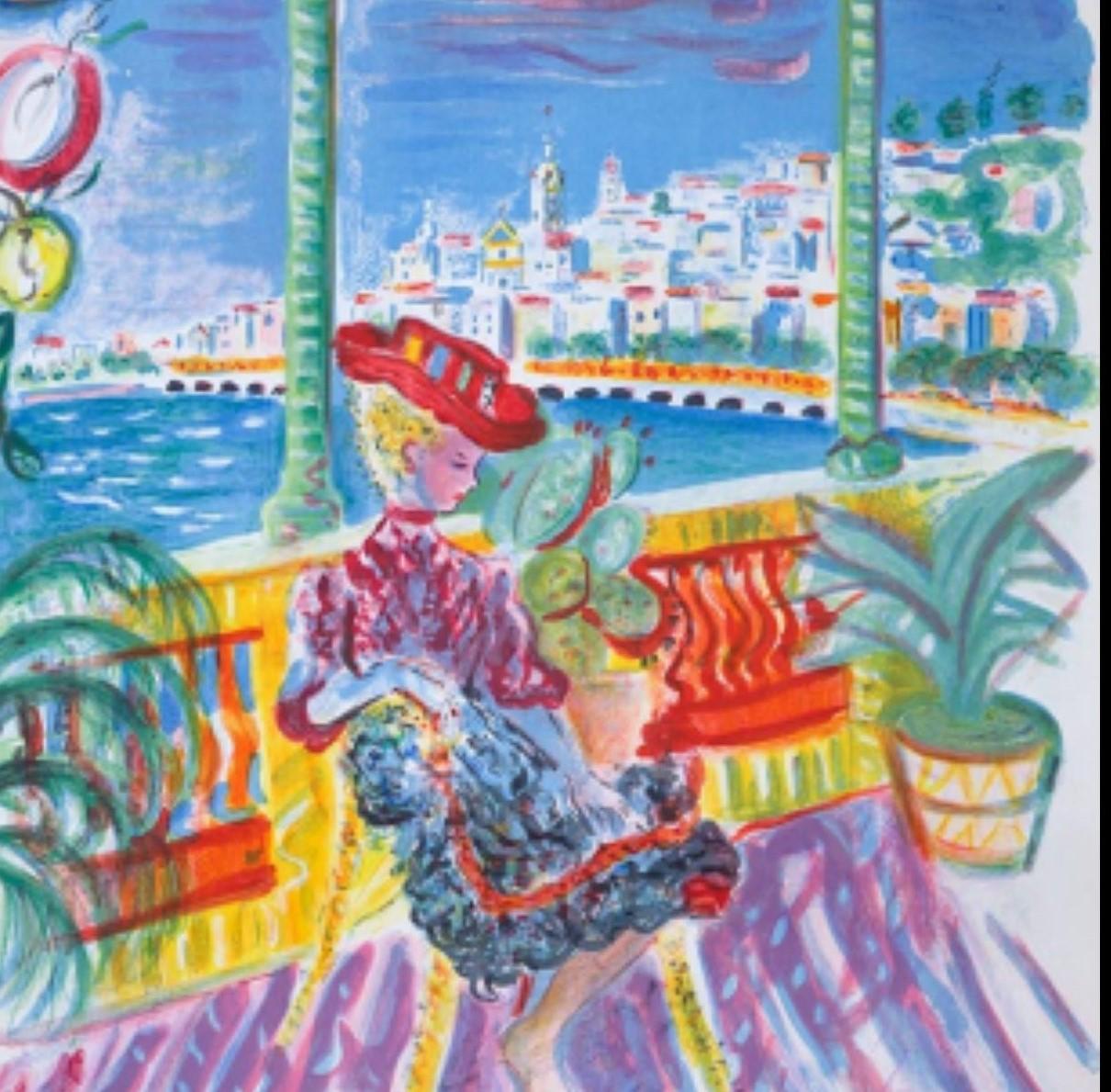 Menton by Constantin  1960 Vintage French TRAVEL POSTER by Terechkovitch - Contemporary Print by Constantin Terechkovitch