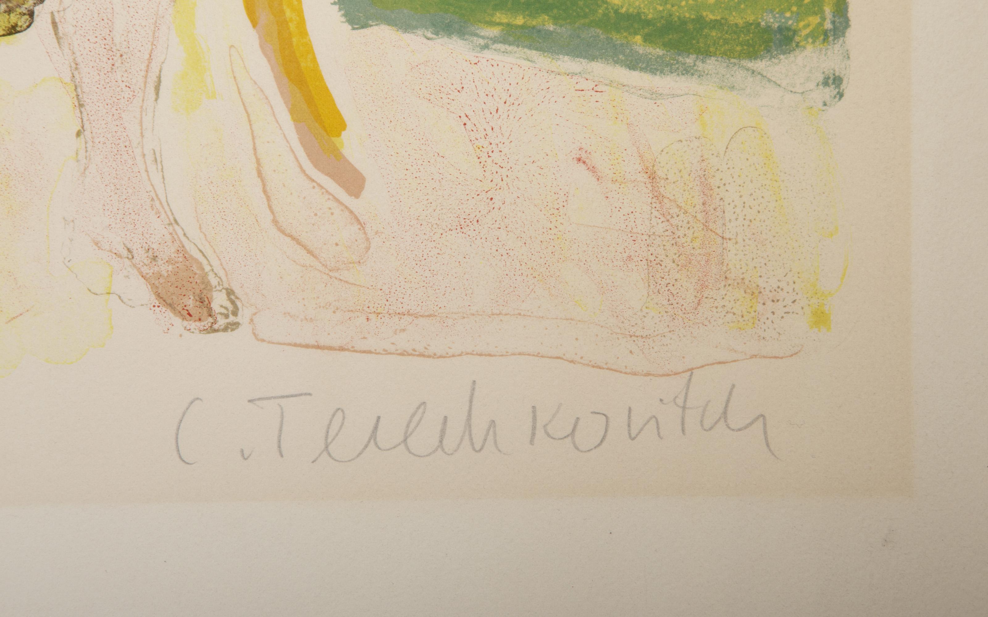 Mother and Child, Impressionist Lithograph by Constantin Terechkovitch For Sale 3