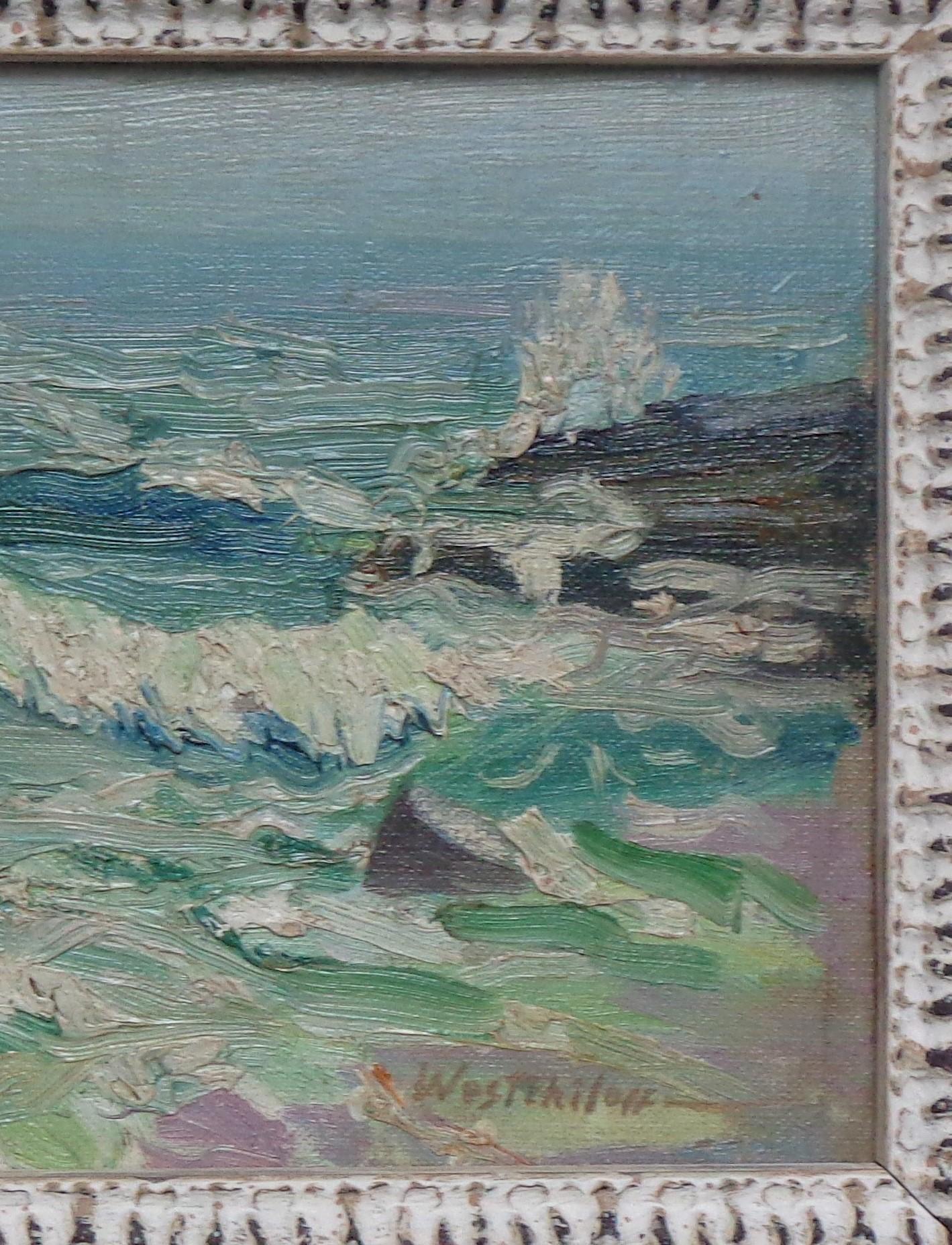 Constantine des russischen und amerikanischen Impressionisten  Westchiloff Meereslandschaft, Ölgemälde (Impressionismus), Painting, von Constantine A Westchiloff