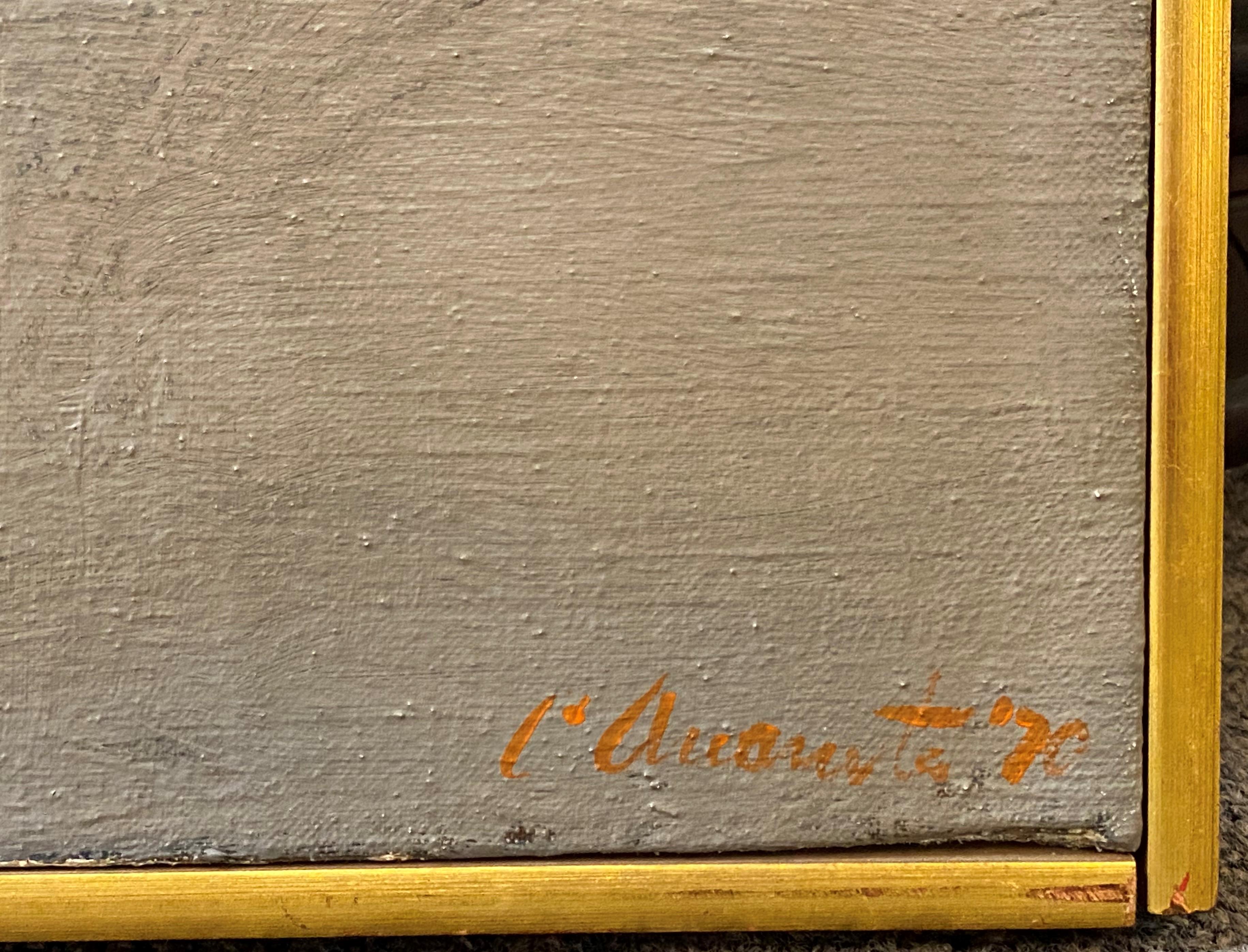 A fine modernist abstract painting by American artist Constantine Arvanites (1921-1998). Arvanites was born in Malden, MA.  Studied at Massachusetts School of Art & School of the Museum of Fine Arts, Boston, and received a painting degree from