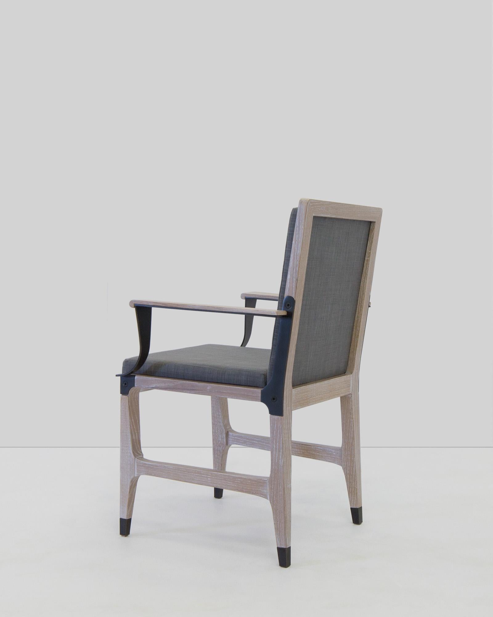 Industrial Constantine Dining Chair with Upholstered Back and Seat, by Mark Zeff For Sale