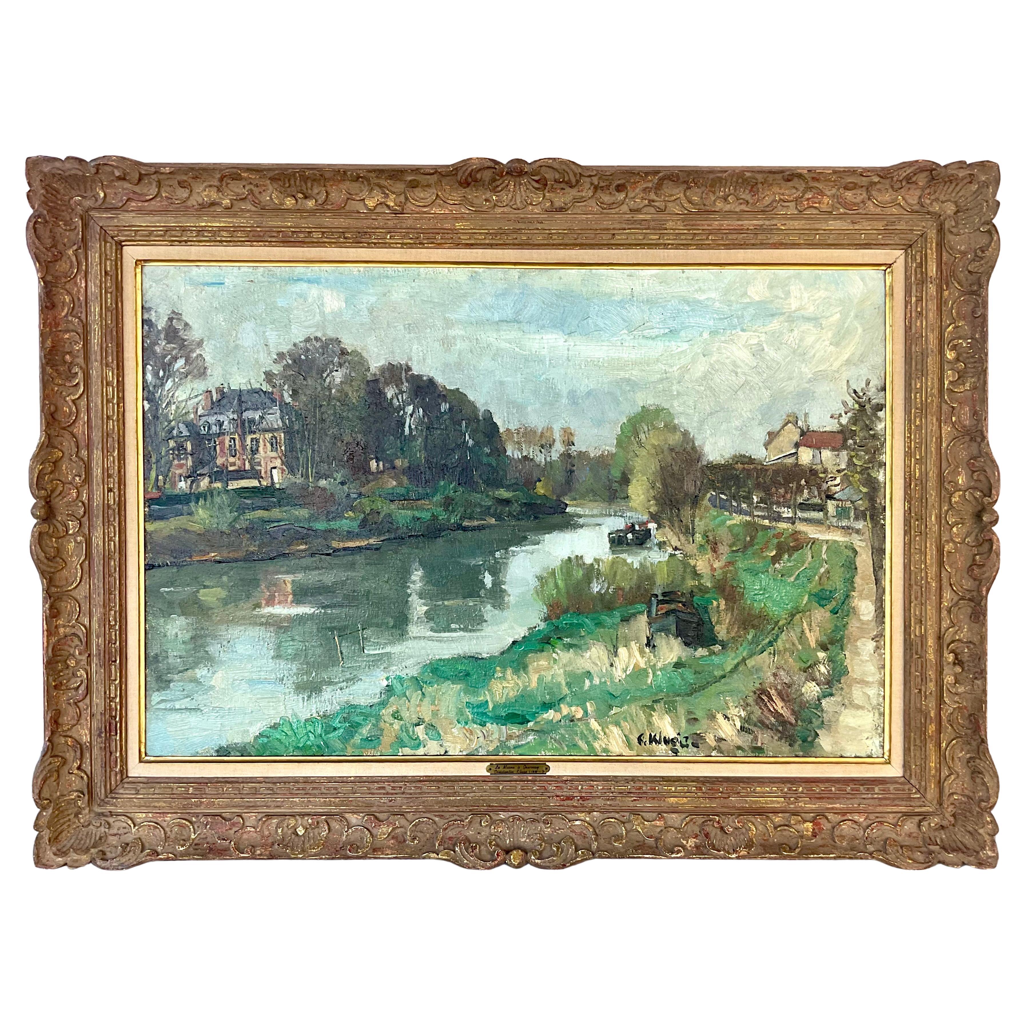 Constantine Kluge (French, 1912-2003) "La Marne à Gournay" Painting