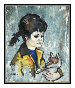 Constantin Kluge Original Oil Painting On Canvas Signed Child Portrait Artwork