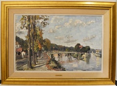 Constantine Kluge, "Les Ecluses de Bougival" Oil on Canvas 24 x 36