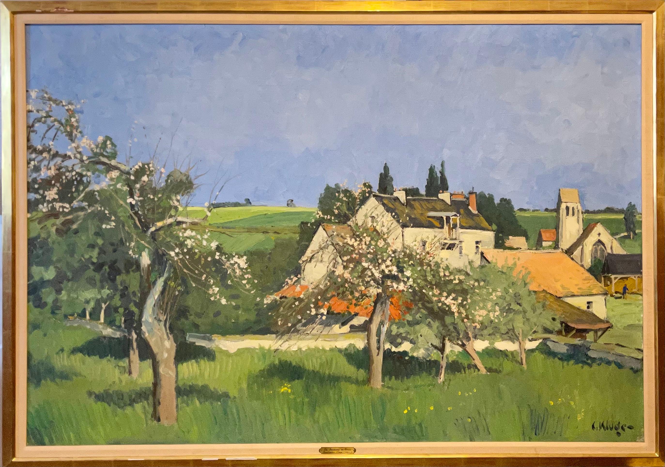 Large Modernist Fauvist Oil Painting Constantin Kluge French Countryside Blooms For Sale 4