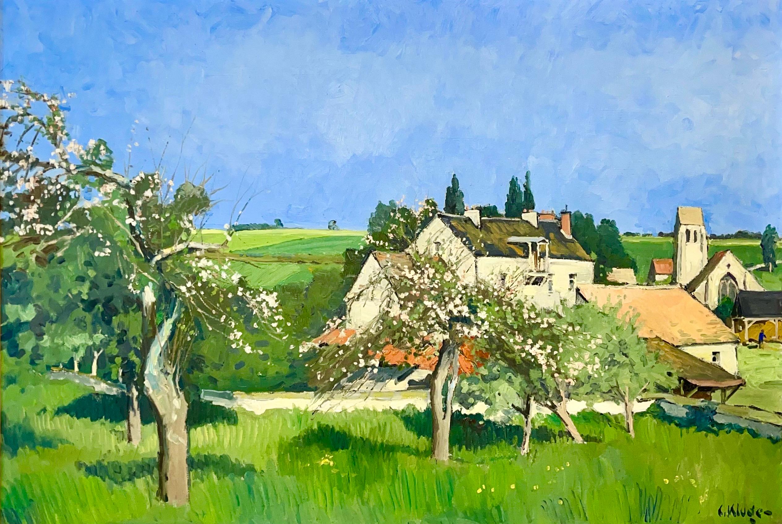 Gran cuadro al óleo fauvista modernista Constantin Kluge Florece la campiña francesa - Painting de Constantine Kluge