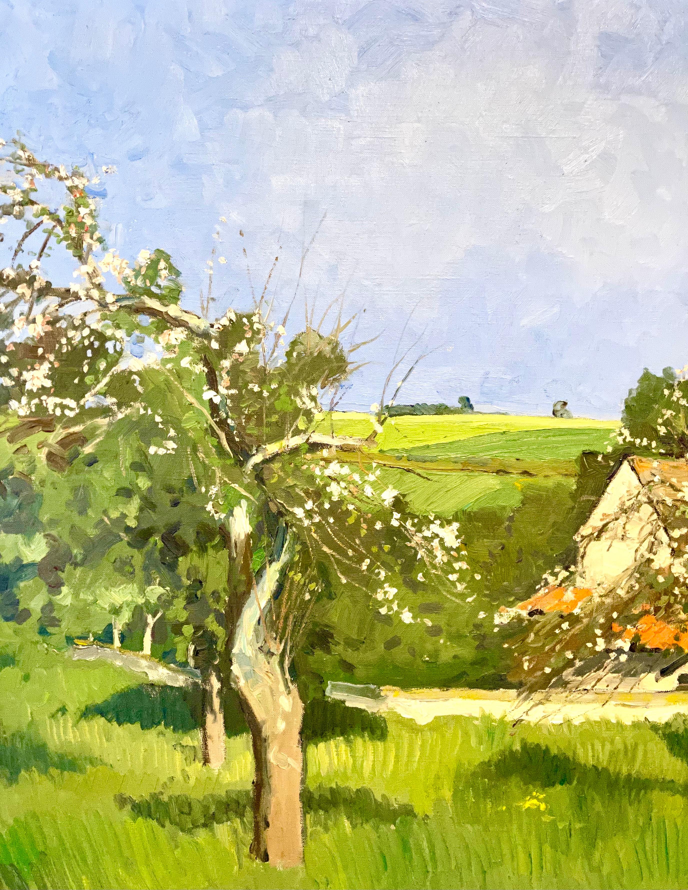 Gran cuadro al óleo fauvista modernista Constantin Kluge Florece la campiña francesa en venta 3