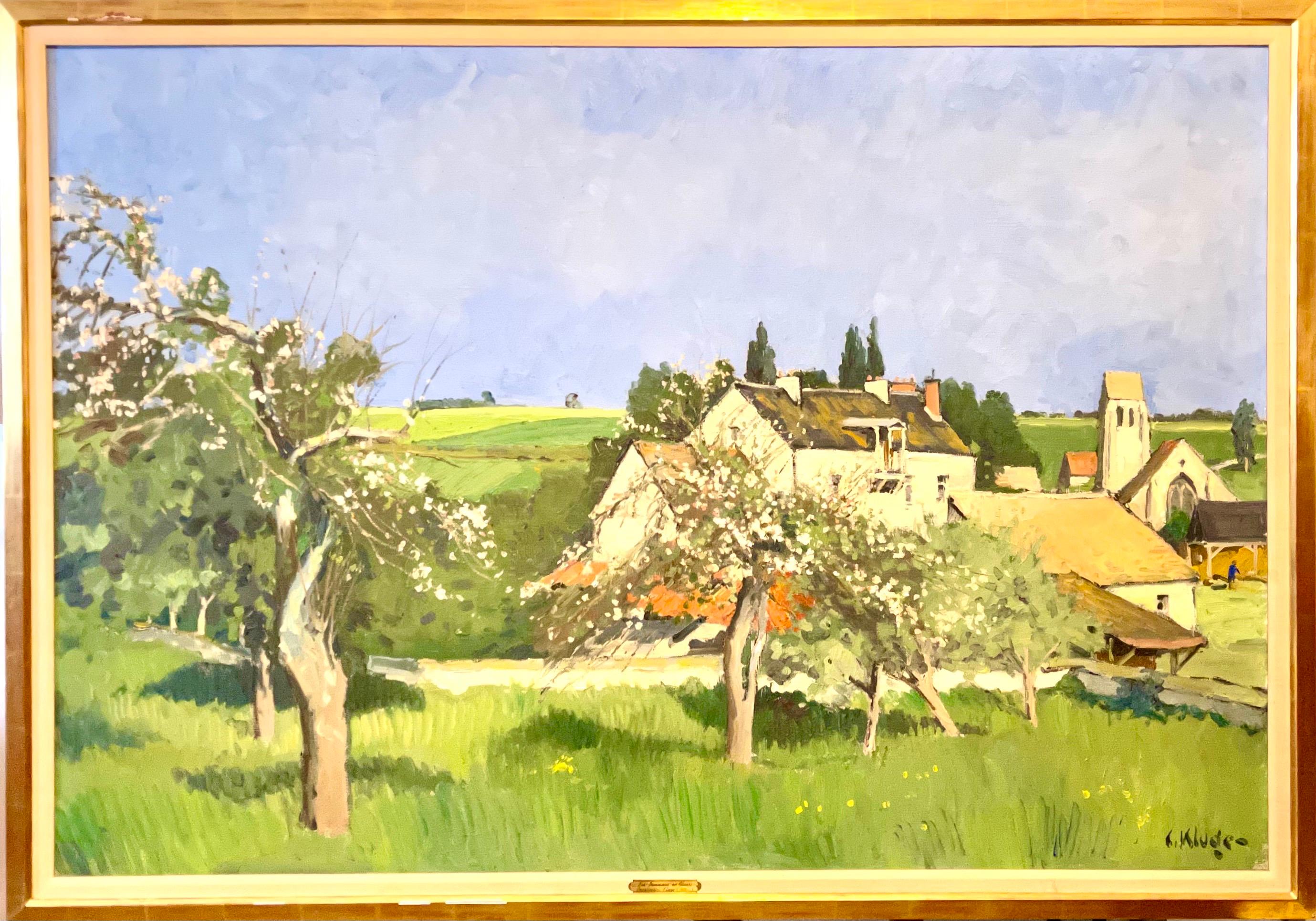 Gran cuadro al óleo fauvista modernista Constantin Kluge Florece la campiña francesa en venta 4
