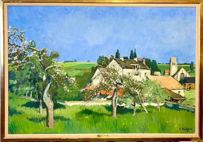 Constantine Kluge Landscape Painting - Large Modernist Fauvist Oil Painting Constantin Kluge French Countryside Blooms