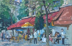 Le Café Rouge, Französische Malerei der Jahrhundertmitte, Constantin Kluge, Pariser Straßenszene
