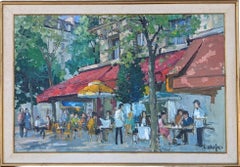 Le Café Rouge, Pintura francesa de mediados de siglo, Constantin Kluge, Escena callejera de París