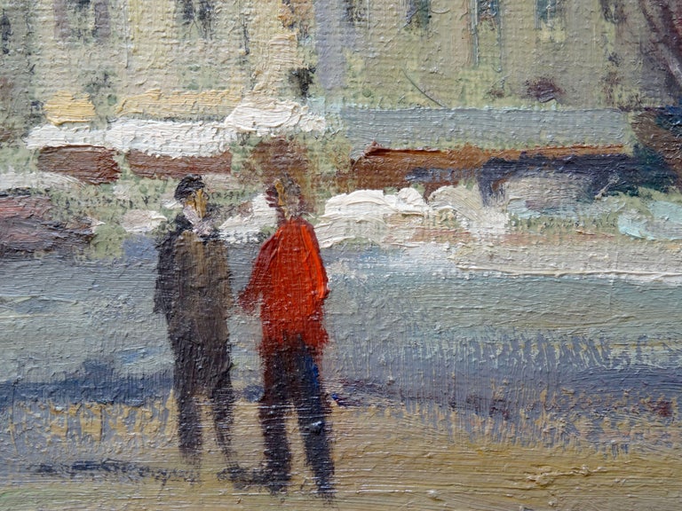 Saint Germain-des-Prés under the snow. Oil on canvas, 60x92 cm - Painting by Constantine Kluge
