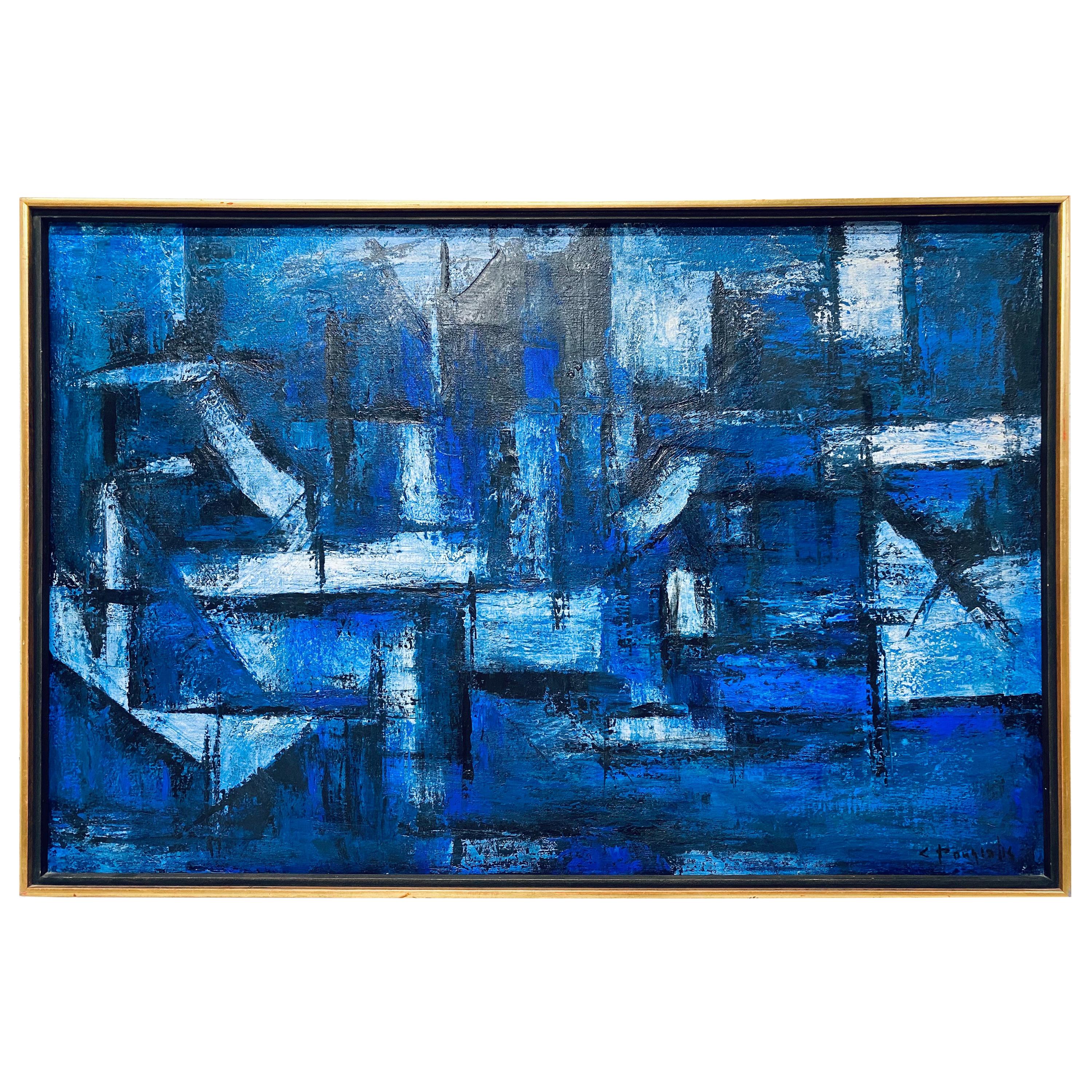 Constantine Pougialis Abstract Oil on Canvas Painting