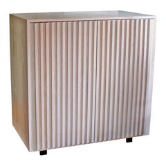 Constantine Solid Oak Cabinet with Slatted Doors in White Finish
