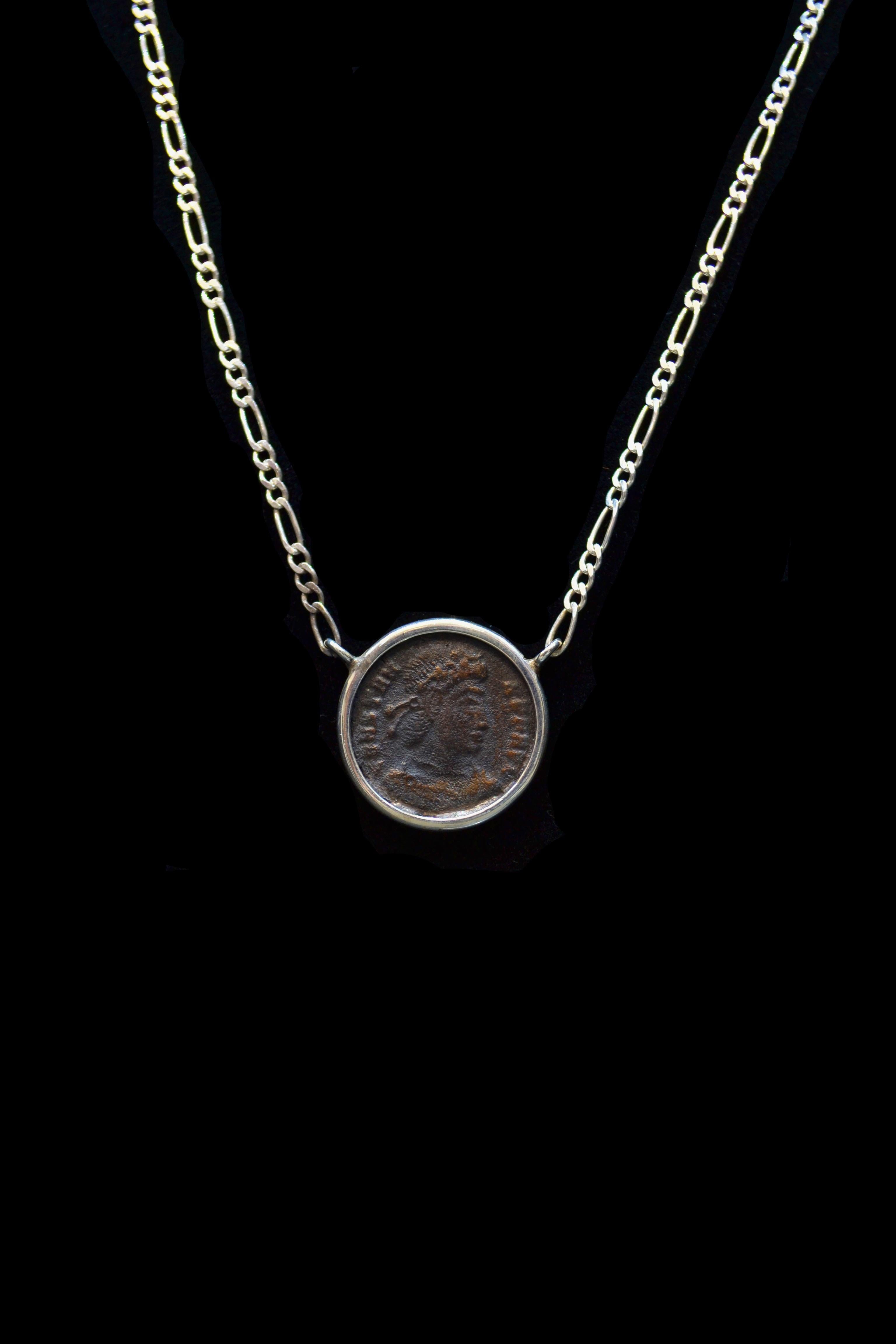 Contemporary Constantine the Great Coin Silver Necklace