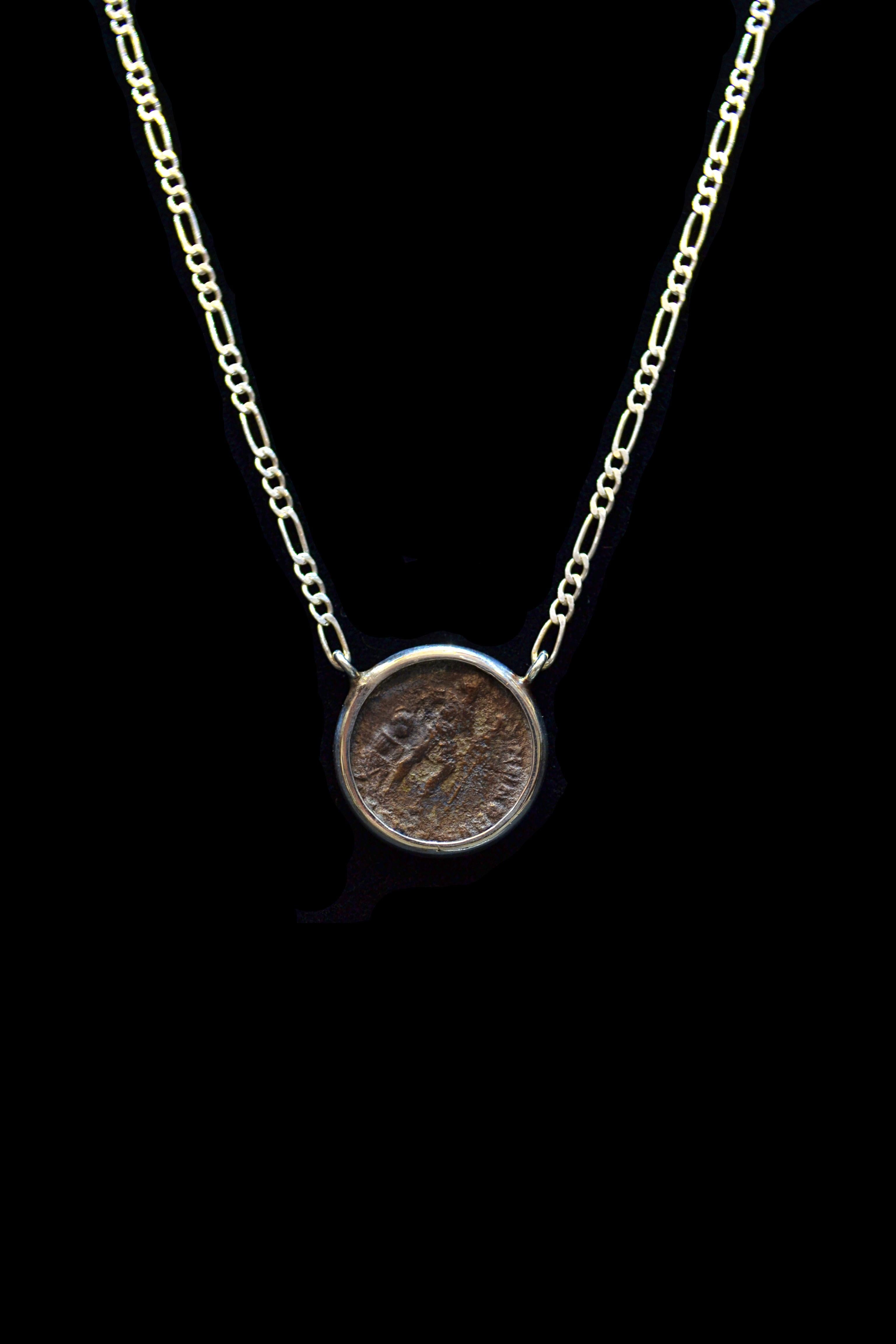 Contemporary Constantine the Great Coin Silver Necklace