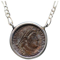 Antique Constantine the Great Coin Silver Necklace