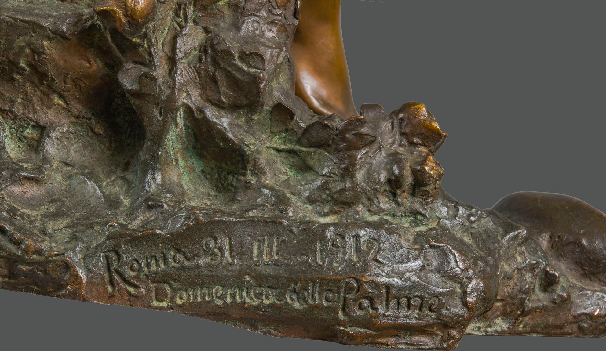Bronze d'origine italienne signé, daté et inscrit en vente 1