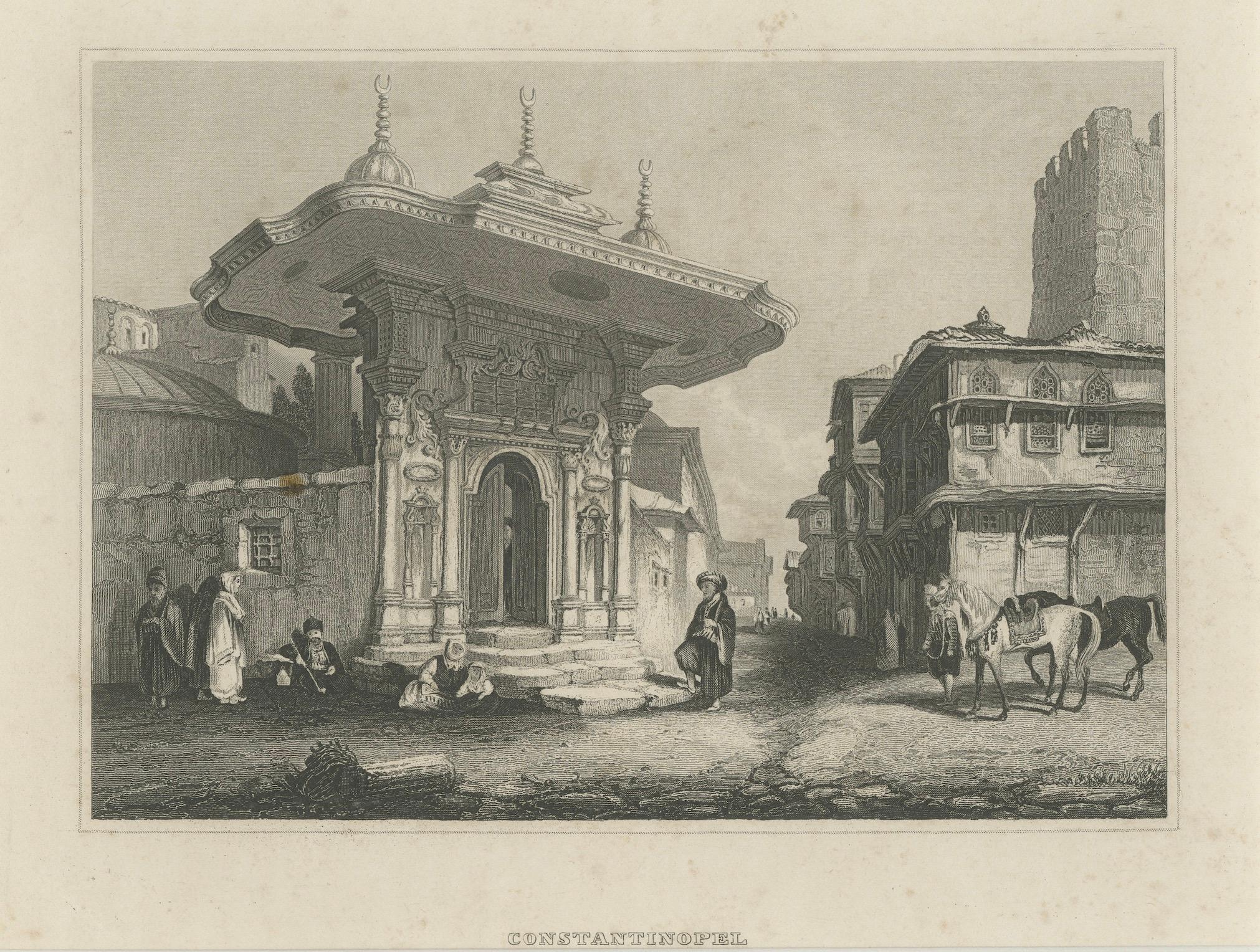 Constantinopel Osmanische Straßenszene Antiker holländischer Kupferstich um 1870 (Niederländisch) im Angebot