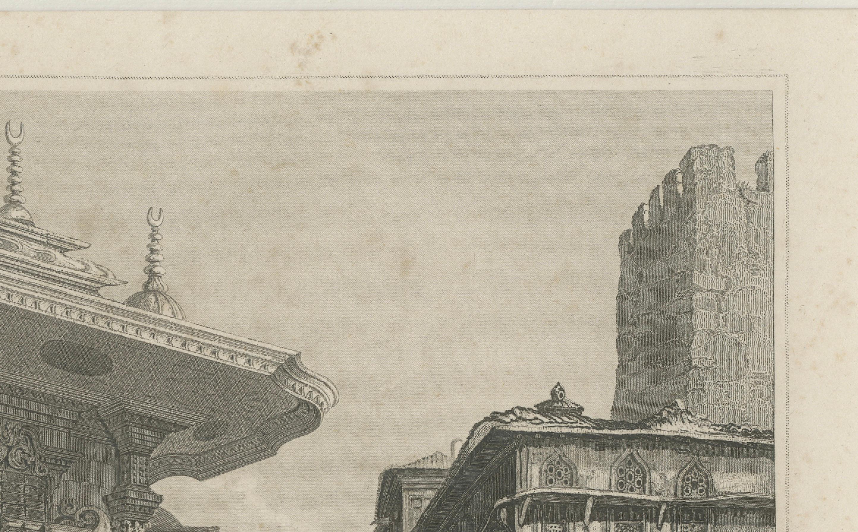 Constantinopel Osmanische Straßenszene Antiker holländischer Kupferstich um 1870 im Angebot 2