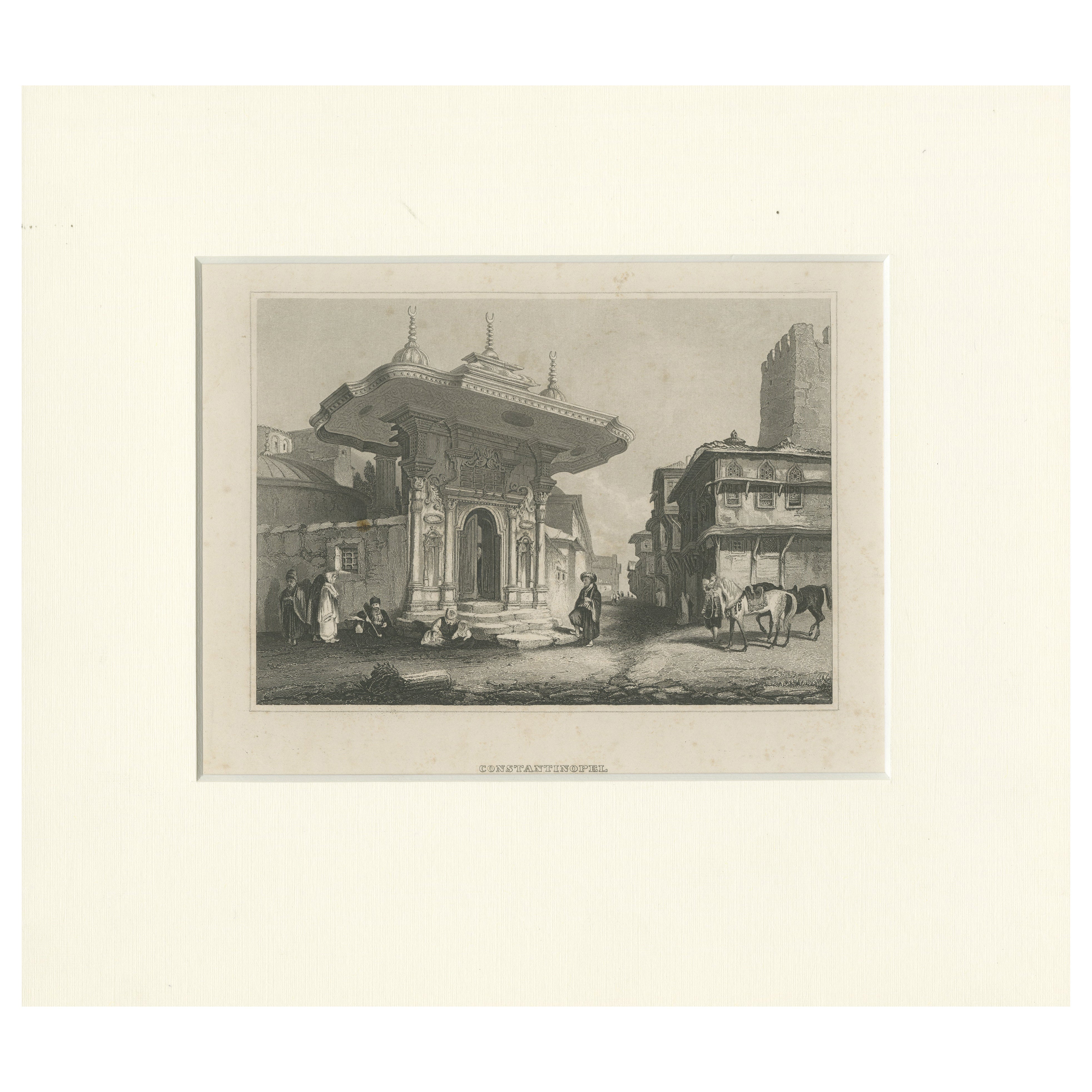 Constantinopel Ottoman Street Scene Antique Dutch Engraving c1870