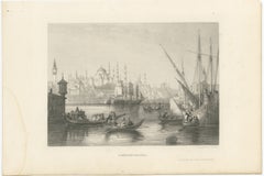 Ansicht des Hafens von Konstantinopel mit osmanischen Booten von Rouargue Frères, um 1860
