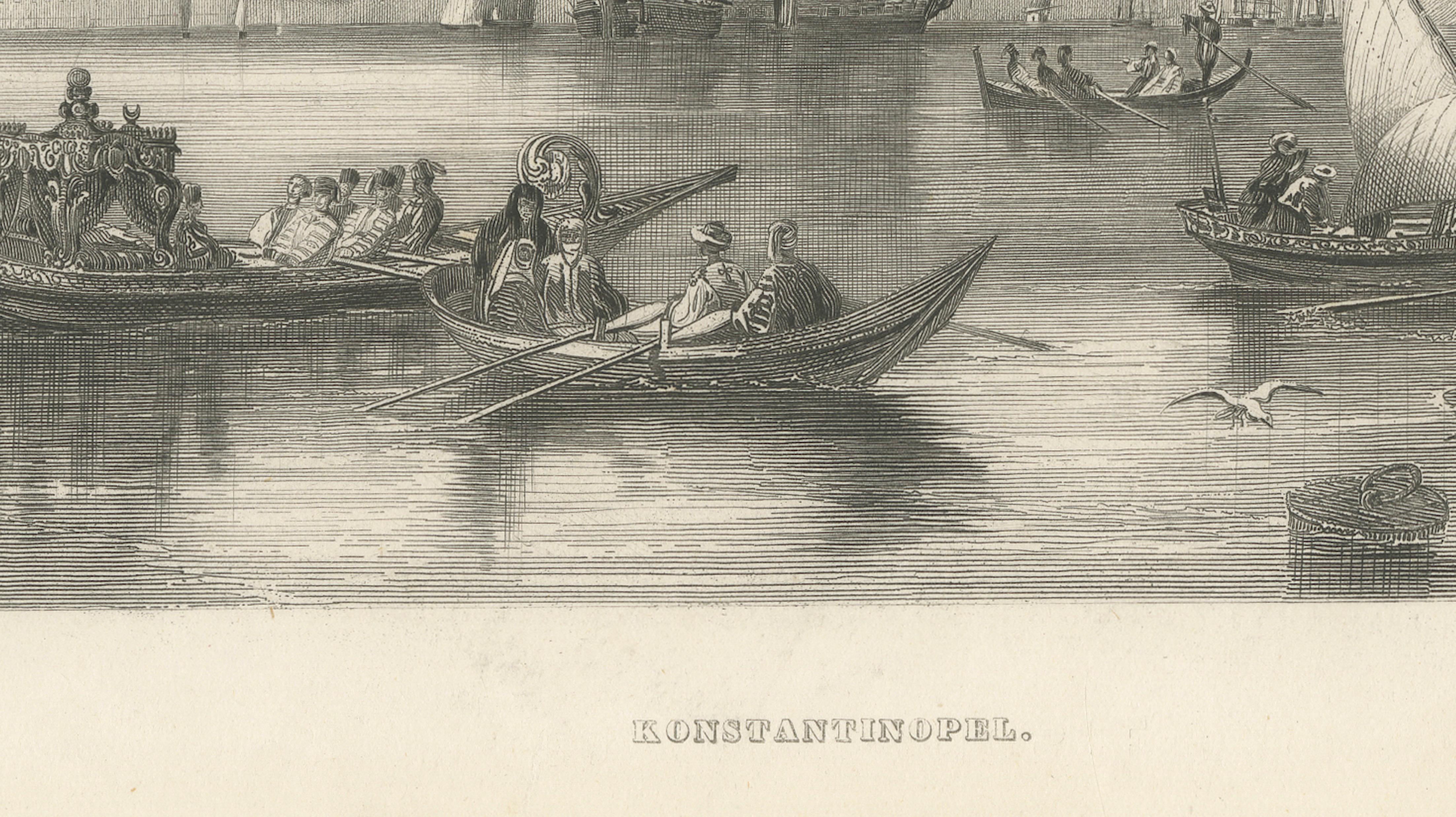 Constantinople Harbor View with Ottoman Boats by Rouargue Frères, c.1860