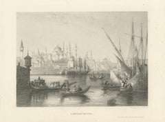 Constantinople Harbor View with Ottoman Boats by Rouargue Frères, c.1860