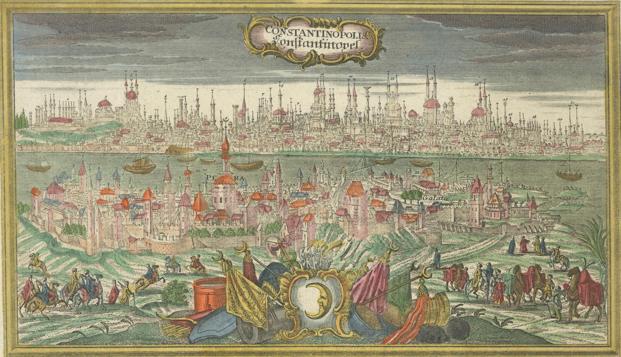 Constantinopla (Estambul) - Vista de la ciudad por Werner y Gläser, Augsburgo ca.1730 en venta 4