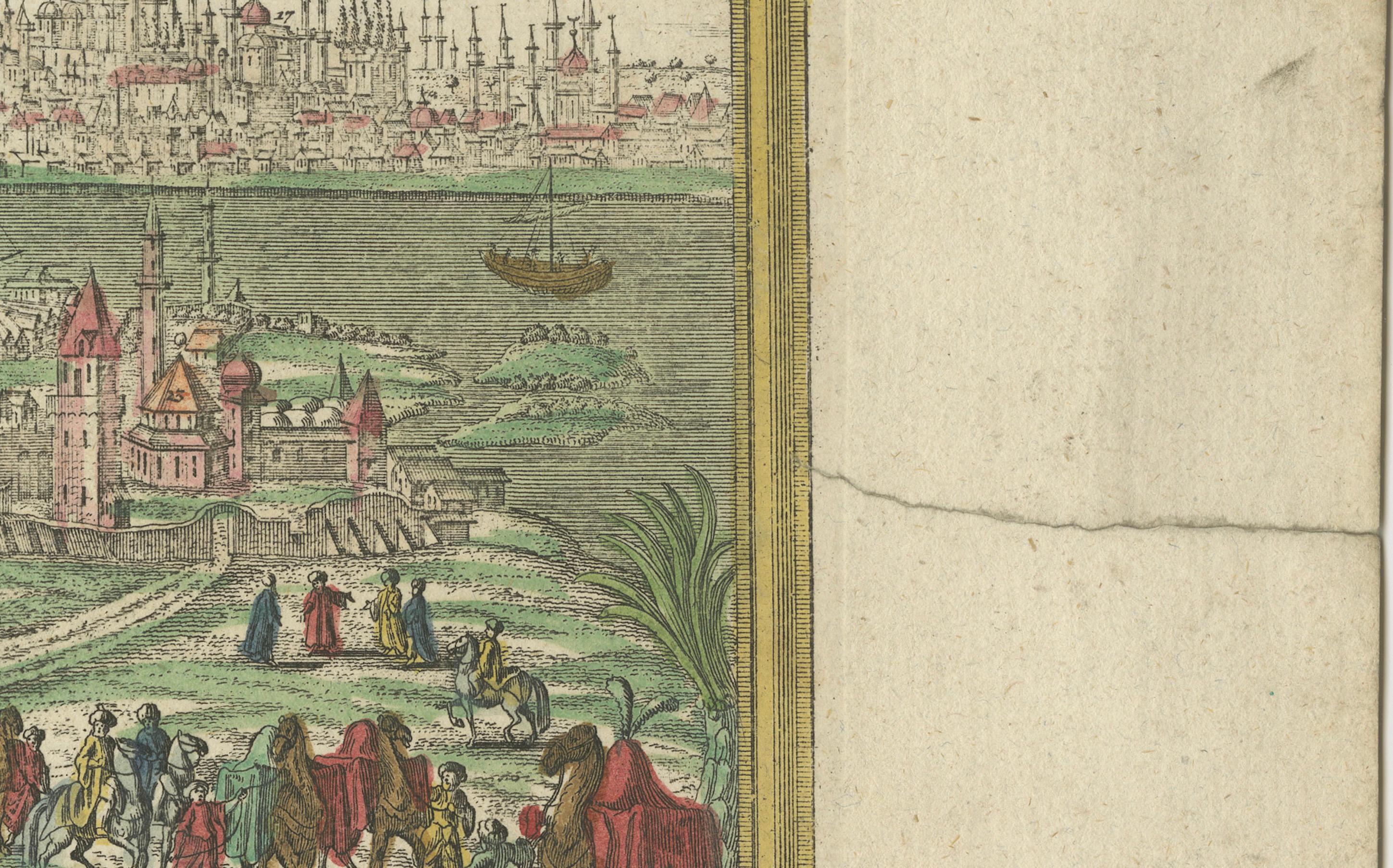 Constantinopla (Estambul) - Vista de la ciudad por Werner y Gläser, Augsburgo ca.1730 Grabado en venta