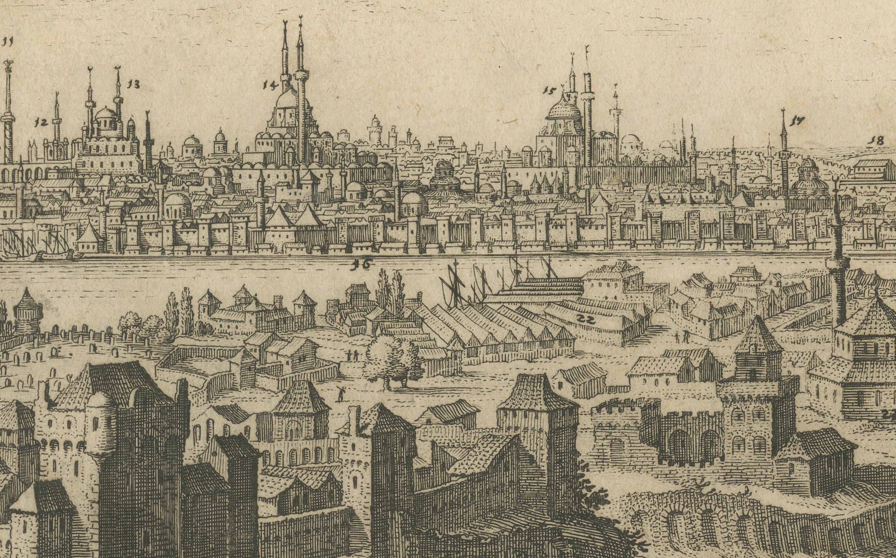 Constantinopla - Grabado panorámico de Matthäus Merian the Elder, 1635 en venta 1
